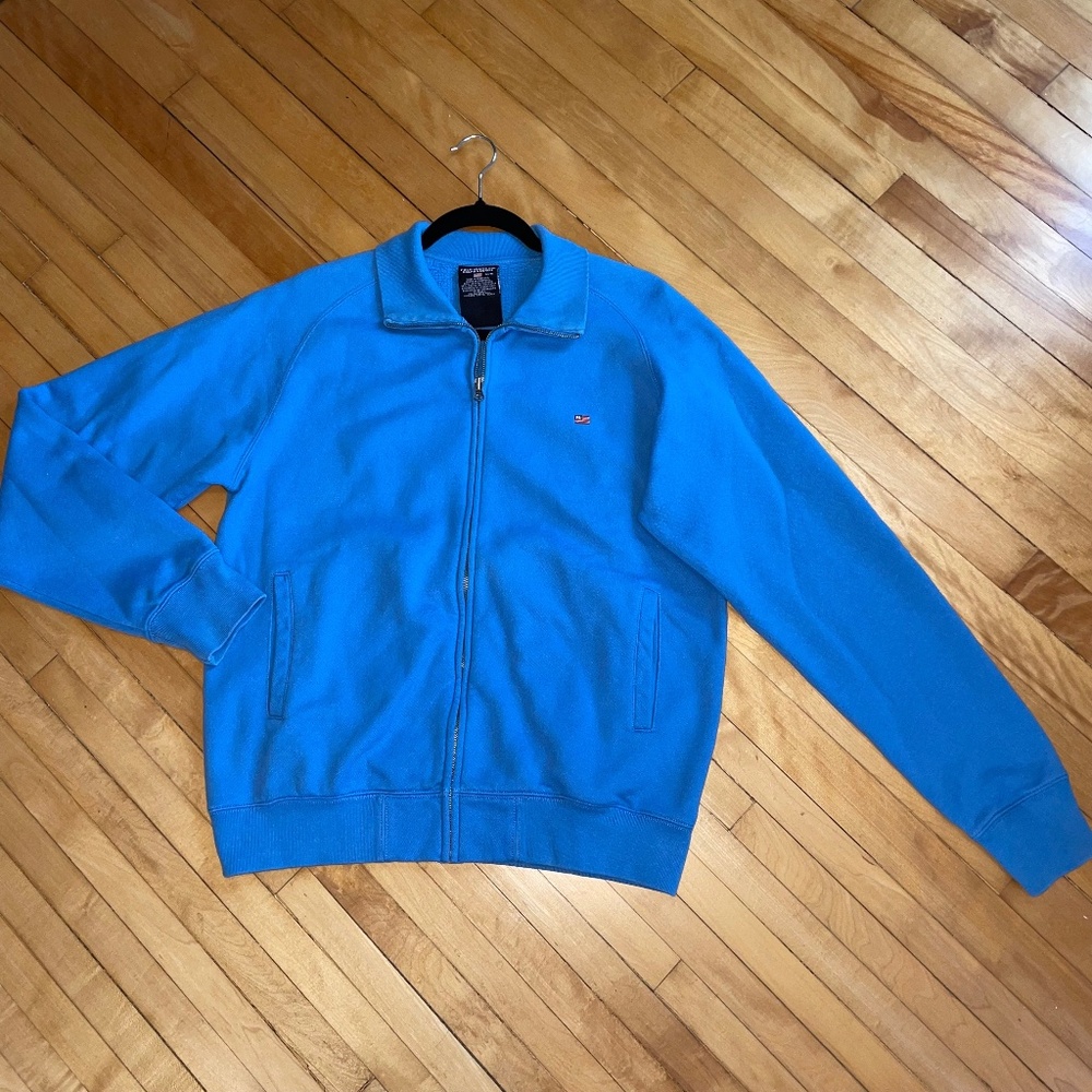 POLO RALPH LAUREN Vintage Zip Mock Neck Jacket Sweatshirt Cardigan Flag Logo